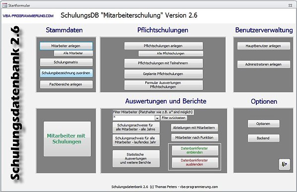 Schulungsdatenbank Screenshot 1