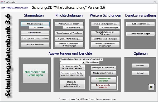 Schulungsdatenbank Screenshot 1