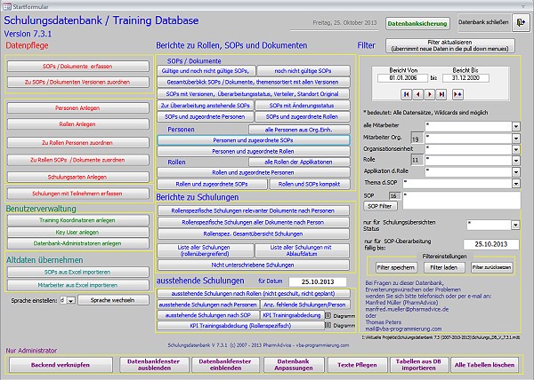 Schulungsdatenbank Screenshot 1