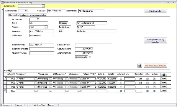 Schulungsdatenbank Screenshot 1