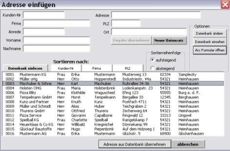 Schulungsdatenbank Screenshot 1